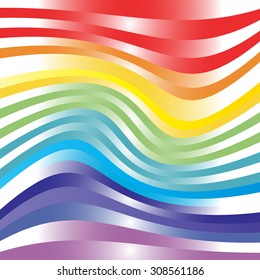 Abstract color background with curved waves. Vector illustration.