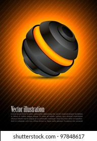 Abstract color background with dark 3d sphere