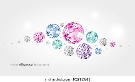 Abstract color background with diamonds and pearls