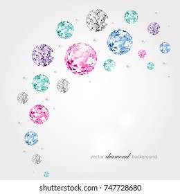 Abstract color background with diamonds and pearls