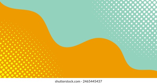 Abstract color background divided by diagonal. Vector illustration Background into two colors with halftone dots.	