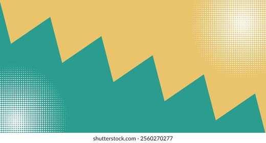 Abstract color background divided by diagonal. Vector illustration, The background is divided into two colors with halftone dots.	