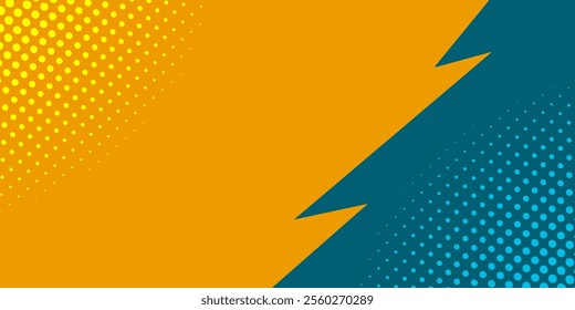 Abstract color background divided by diagonal. Vector illustration, The background is divided into two colors with halftone dots.	