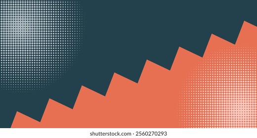 Abstract color background divided by diagonal. Vector illustration, The background is divided into two colors with halftone dots.	