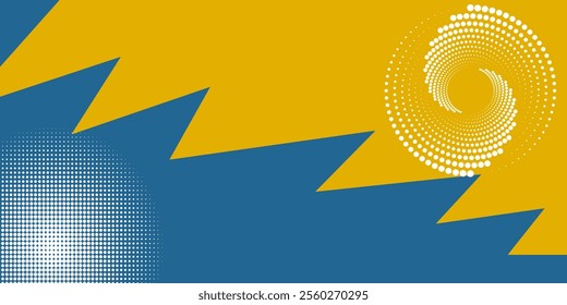 Abstract color background divided by diagonal. Vector illustration, The background is divided into two colors with halftone dots.	