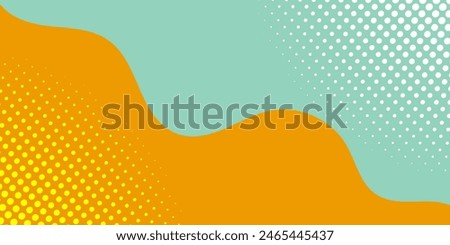 Abstract color background divided by diagonal. Vector illustration Background into two colors with halftone dots.	