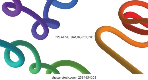 Abstract Color Background with Dynamic Gradient Lines. Vector 3D Curve Ribbons in white background. Wavy colorful Graphic Design
