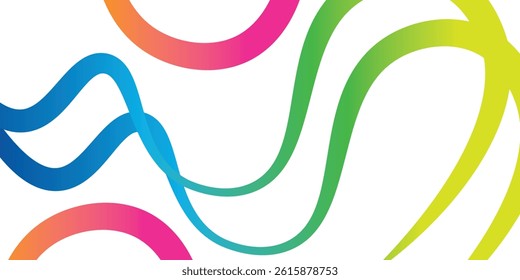 Abstract Color Background with Dynamic Gradient Lines. Vector 3d Curve Ribbons. Wavy Rainbow Graphic Design