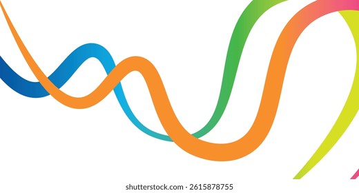Abstract Color Background with Dynamic Gradient Lines. Vector 3d Curve Ribbons. Wavy Rainbow Graphic Design