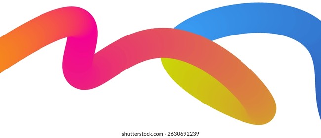 Abstract Color Background with Dynamic Gradient Lines. Vector 3d Curve Ribbons. Wavy Rainbow Graphic Design