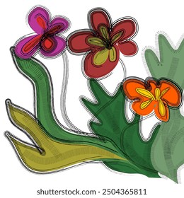 abstract color background with flower and leaf