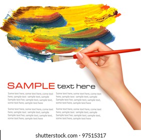 Abstract color background with hand. Vector illustration.
