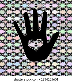 abstract color background and the image of hand