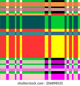 Abstract color background, multicolored geometric lines and squares, vector seamless pattern