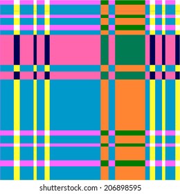 Abstract color background, multicolored geometric lines and squares, vector seamless pattern