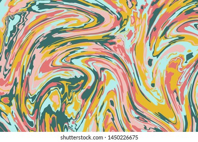 Abstract color background of multicolored liquid colors. Liquid marble texture, waves. Modern design of trendy colors. Vector illustration EPS 10.