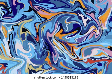 Abstract color background of multicolored liquid colors. Liquid marble texture, waves. Modern design of trendy colors. Vector illustration EPS 10.