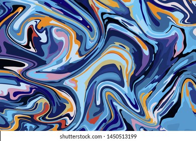 Abstract color background of multicolored liquid colors. Liquid marble texture, waves. Modern design of trendy colors. Vector illustration EPS 10.