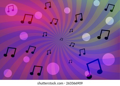 Abstract color background with music sheets