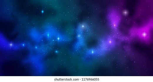 Abstract color background with nebula and stars. Concept design. Vector illustration. 