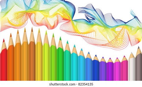 Abstract color background with pencil