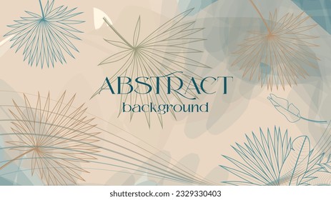 abstract color background and thin line leaves design