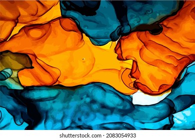 Fondo de color abstracto, pintura de alcohol vectorial, técnica de tinta líquida