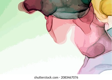 Abstract color background, vector alcohol painting, liquid ink technique backdrop for design