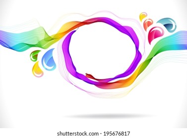 Abstract color background with wave and drops over white, modern illustration, VECTOR