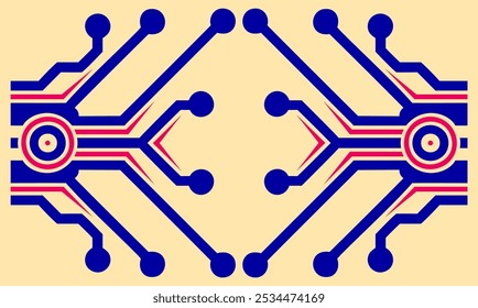 Abstract color banner with part of electrical circuit.
