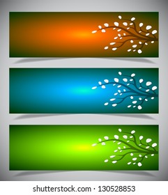 Abstract color banners with tree. Vector illustration.