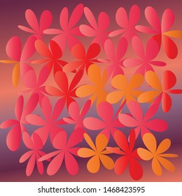 Abstract Color Batik Flower, Floral Petals Radiating from the Center of Thin Beams