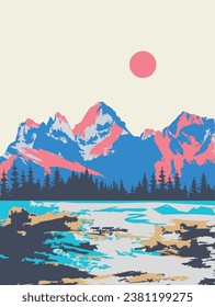 
Abstract color block illustration mountain can be used in printing etc.