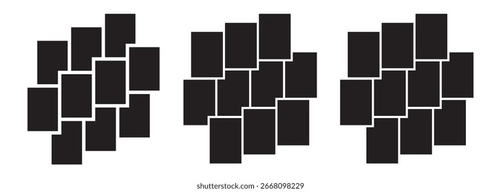 Abstract color block photo frames geometric template collage backgrounds. Abstract stereoscopic gray geometric pattern photo frames template collage. 