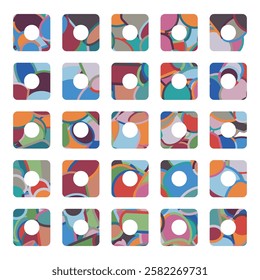 abstract color block texture square button icon set design element collection