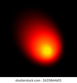 Abstrato cor borrão neon forma redonda no fundo preto. Bolha de mistura brilhante de cor neon com efeito de graduação. Cometa brilhante no espaço escuro. Ilustração de vetor gráfico.