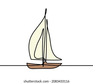 Abstract color boat as line drawing on white background. Vector
