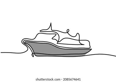 Abstract color boat as line drawing on white background. Vector