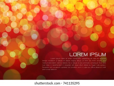 Abstract color bokeh light  and text on red night design for festival party celebration luxury background vector illustration.