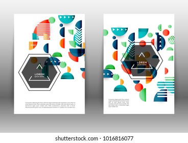 Abstract color brochure design template with geometric elements 
