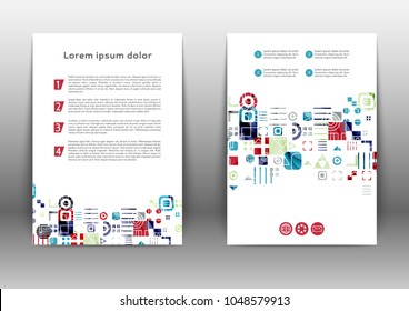 Abstract color brochure design template with geometric elements 