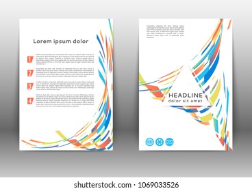 Abstract color brochure design template with geometric elements 