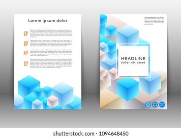Abstract color brochure design template with geometric elements 