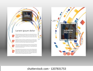 Abstract color brochure design template with geometric elements 