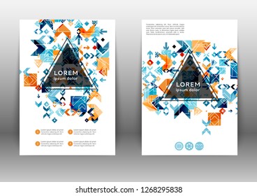 Abstract color brochure design template with geometric elements 