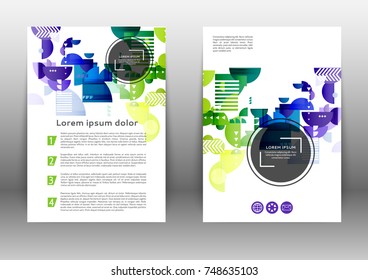 Abstract color brochure design template with geometric elements 