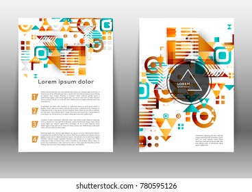 Abstract color brochure design template with geometric elements 