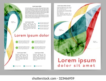 Abstract color brochure template with abstract lines and waves for your business