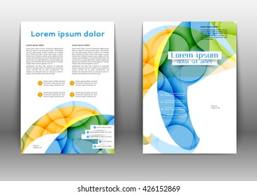 Abstract color brochure template with abstract lines and waves 