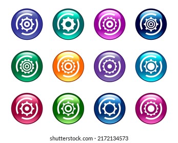 Abstract Color Buttons with Gear Shape Pattern. Elements for Design. Vector Art.